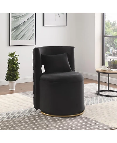 Streamdale Furniture 360° Swivel Velvet Accent Chair with Storage & Gold Base