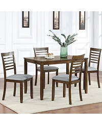 Streamdale Furniture Wooden Dining Chairs Set of 4 with Padded Seat, Walnut