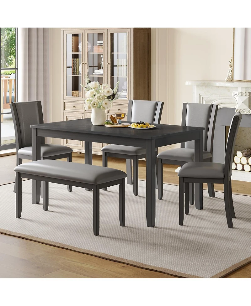 Streamdale Furniture Wooden Dining Chairs Set of 4 with Padded Seat, Upholstered Side Chair