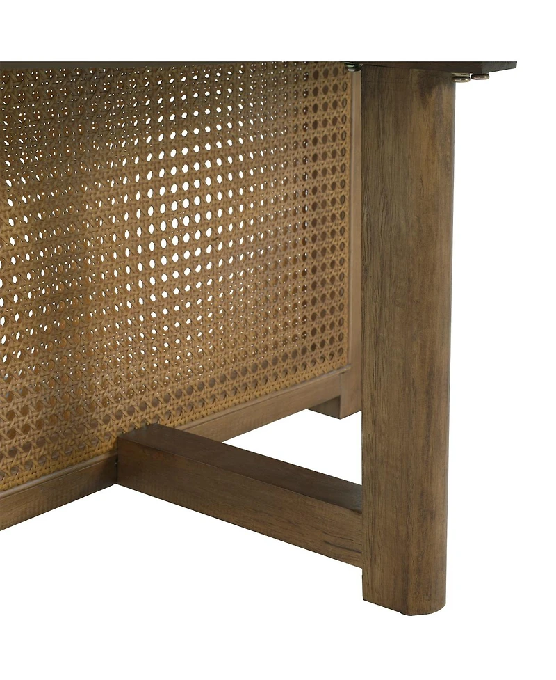 Streamdale Furniture 32" Rattan Coffee Table, Round Rattan Woven Wood Coffee Table