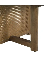 Streamdale Furniture 32" Rattan Coffee Table, Round Rattan Woven Wood Coffee Table