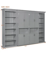 Streamdale Furniture Full-size Murphy Bed with Dual Sliding Storage Shelves