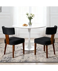 Streamdale Furniture Streamdale Mid-Century Modern Dining Chairs Set of 2, Black Linen Upholstered