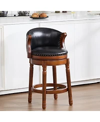 Streamdale Furniture Cow top Leather Wooden Bar Stools, 360 Swivel Bar Chair with Backs