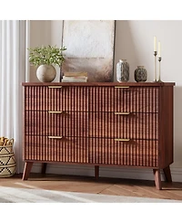 gaomon Fluted Dresser for Bedroom, 6 Deep Drawer Modern Wood Storage Chest