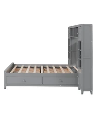 Streamdale Furniture Full Size Wooden Bed With All-in-One Cabinet and Shelf