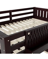 Streamdale Furniture Bunk Bed with Ladder and Guardrails, Pegboard and bookshelf