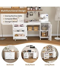 Streamdale Furniture Streamdale Foldable Sewing Machine Table with Storage