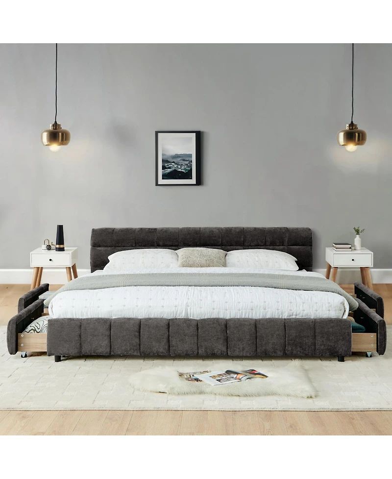 Streamdale Furniture California King Upholstered Bed with Storage Drawer