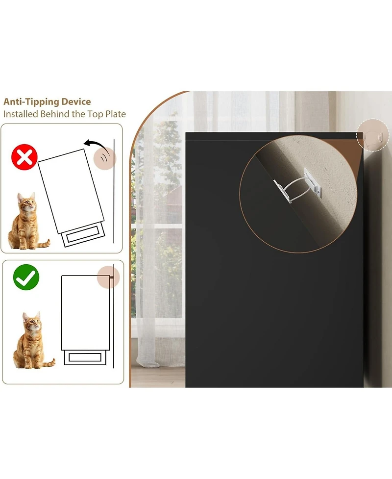 gaomon Farmhouse Tv Stand with 8 Drawers, 55" Wide Entertainment Center for TVs up to 75 Inch with Metal Legs, Black