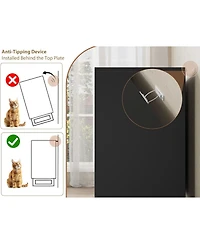 gaomon Farmhouse Tv Stand with 8 Drawers, 55" Wide Entertainment Center for TVs up to 75 Inch with Metal Legs, Black