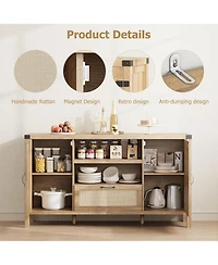 gaomon 59" Sideboard Buffet Cabinet with Drawer, Farmhouse Coffee Bar with Open Shelves