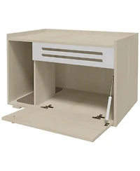 gaomon Modern Litter Box Enclosure Cabinet, Concealed Litter Box with Vent Door and Side Storage Drawer, Beige
