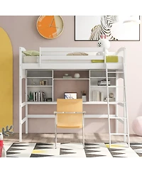 Streamdale Furniture Twin size Loft Bed with Storage Shelves, Desk and Ladder