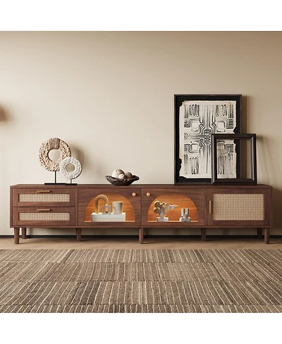 Streamdale Furniture 86" Tv Stand for TVs up to 90", Entertainment Center with Led Lights & Storage