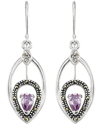 Macy's Marcasite (0.10 ct. t.w.) and Amethyst (1/2 ct. t.w.) Dangle Earrings in Sterling Silver
