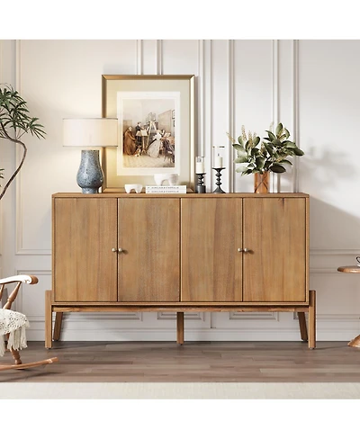 Streamdale Furniture Vintage Sideboard Buffet Cabinet, 56.8" W, 4-Door Storage