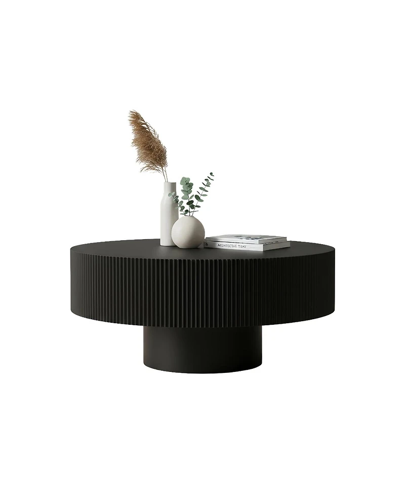 Streamdale Furniture Round Fluted Mid Century Modern Coffee Table