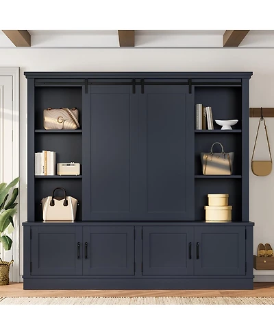 Streamdale Furniture Multifunctional entryway cabinet with sliding rails and tree design