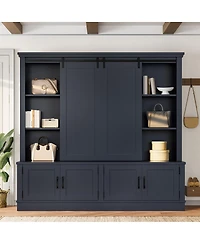 Streamdale Furniture Multifunctional entryway cabinet with sliding rails and tree design