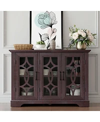 Streamdale Furniture 48.66" x 15.55" x 34.06" Sideboard with 3 Glass Doors & Adjustable Shelf