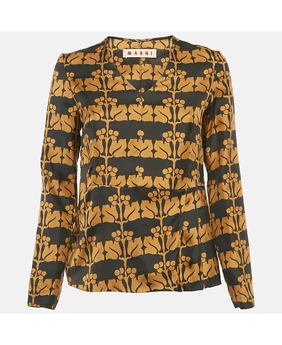 Pre-Owned Marni Women's Brown Printed Silk Top