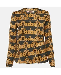 Pre-Owned Marni Women's Brown Printed Silk Top