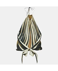 Pre-Owned Roberto Cavalli Women's Brown Animal Skin Print Silk Scarf Top