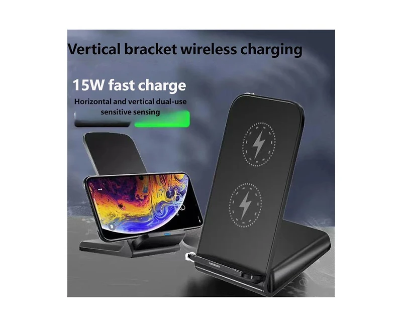 Risokeys 15W Fast Charging Dual-Coil Vertical Wireless Charger