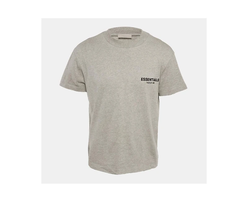 Pre-Owned Fear Of God Men's Essentials Dark Grey Cotton Knit Crewneck T-Shirt
