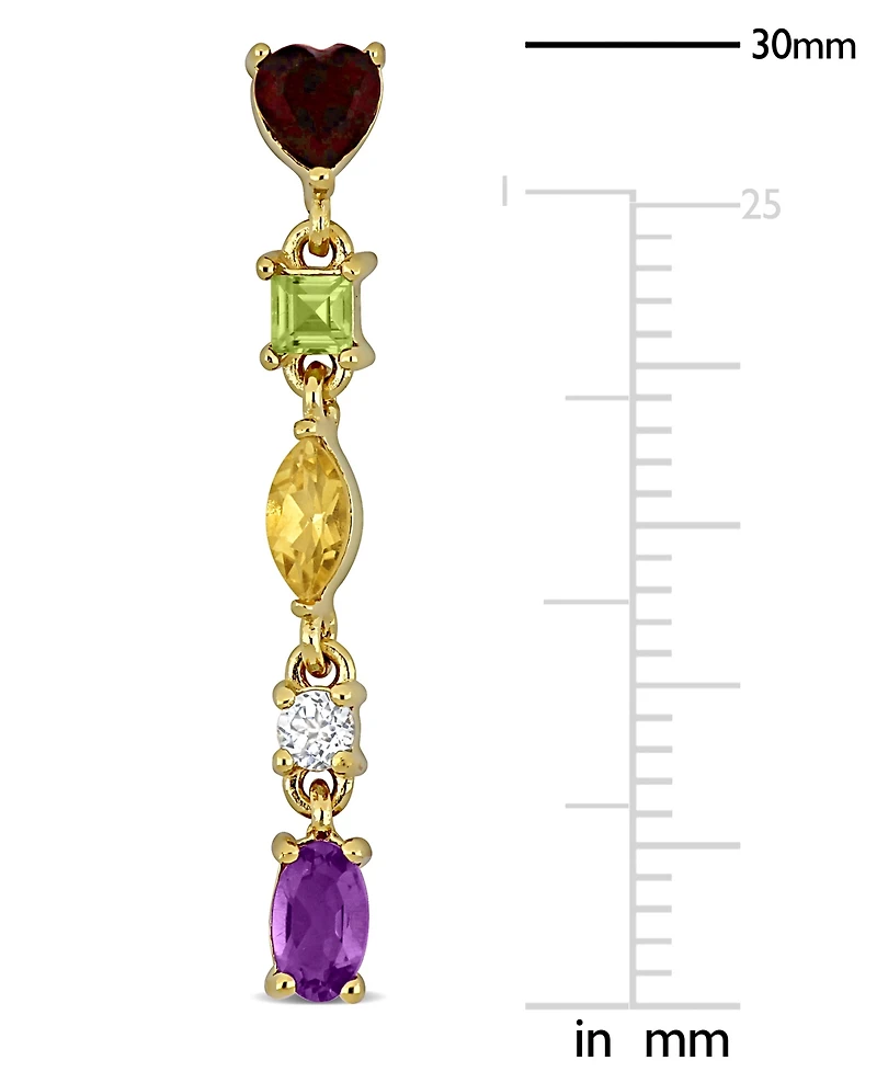 Macy's Multi-Gemstone (1-5/8 ct. t.w.) Heart Drop Earrings in 18k Gold Flash Plated Sterling Silver