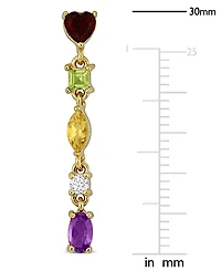 Macy's Multi-Gemstone (1-5/8 ct. t.w.) Heart Drop Earrings in 18k Gold Flash Plated Sterling Silver