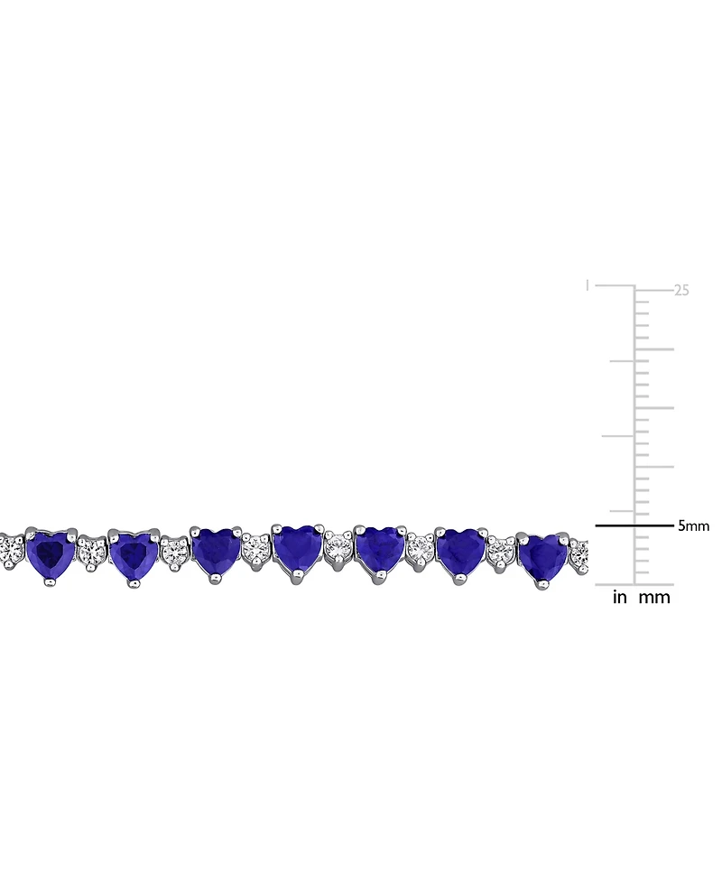Macy's Sapphire (8-1/3 ct. t.w.) and White (1 Heart Bracelet Sterling Silver