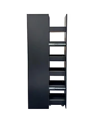 Streamdale Furniture Black Large Slim Storage Cart with Handle & Wheels