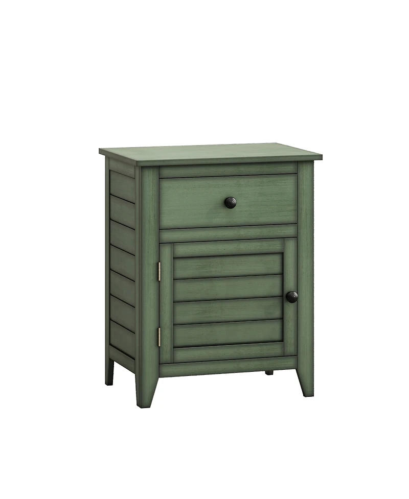 Streamdale Furniture Antique Green Veneer Transitional Nightstand with Storage Drawer