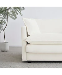 Lovmor White 5 Seat U shaped Sectional Sofa with Reversible Footrest 2 Ottomans