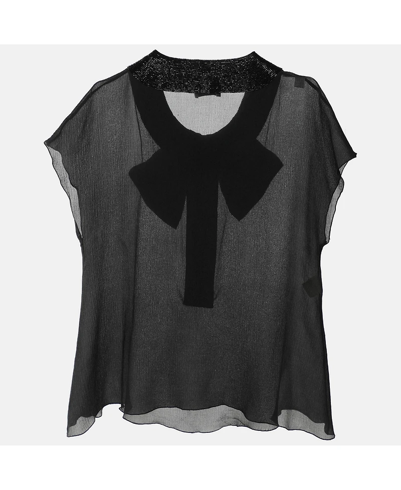 Pre-Owned Moschino Women's Cheap And Chic Black Silk Bow Top