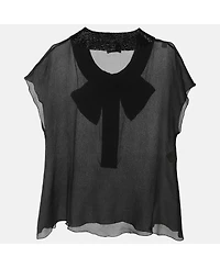 Pre-Owned Moschino Women's Cheap And Chic Black Silk Bow Top