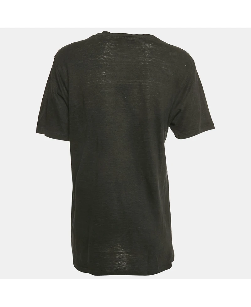 Pre-Owned Isabel Marant Women's Etoile Black Zewel Logo Linen T-Shirt
