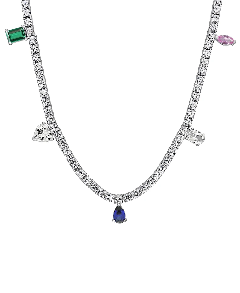 Macy's Multi-Gemstone (19-1/3 ct. t.w.) Charm Necklace in Sterling Silver
