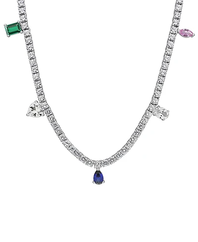Macy's Multi-Gemstone (19-1/3 ct. t.w.) Charm Necklace in Sterling Silver