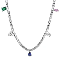 Macy's Multi-Gemstone (19-1/3 ct. t.w.) Charm Necklace in Sterling Silver