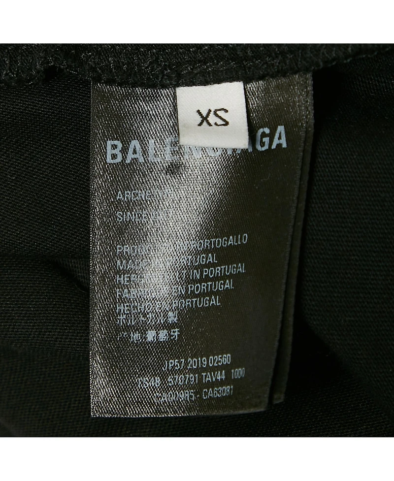 Pre-Owned Balenciaga Men's Black Logo Printed Cotton Knit Oversized T-Shirt