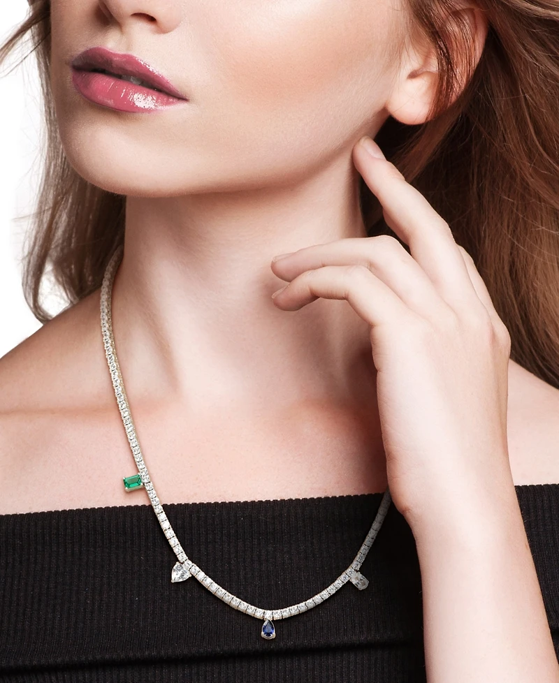 Macy's Multi-Gemstone (19-1/3 ct. t.w.) Charm Necklace in Sterling Silver