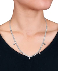 Macy's White Sapphire (11-1/2 ct. t.w.) Charm Necklace in Sterling Silver