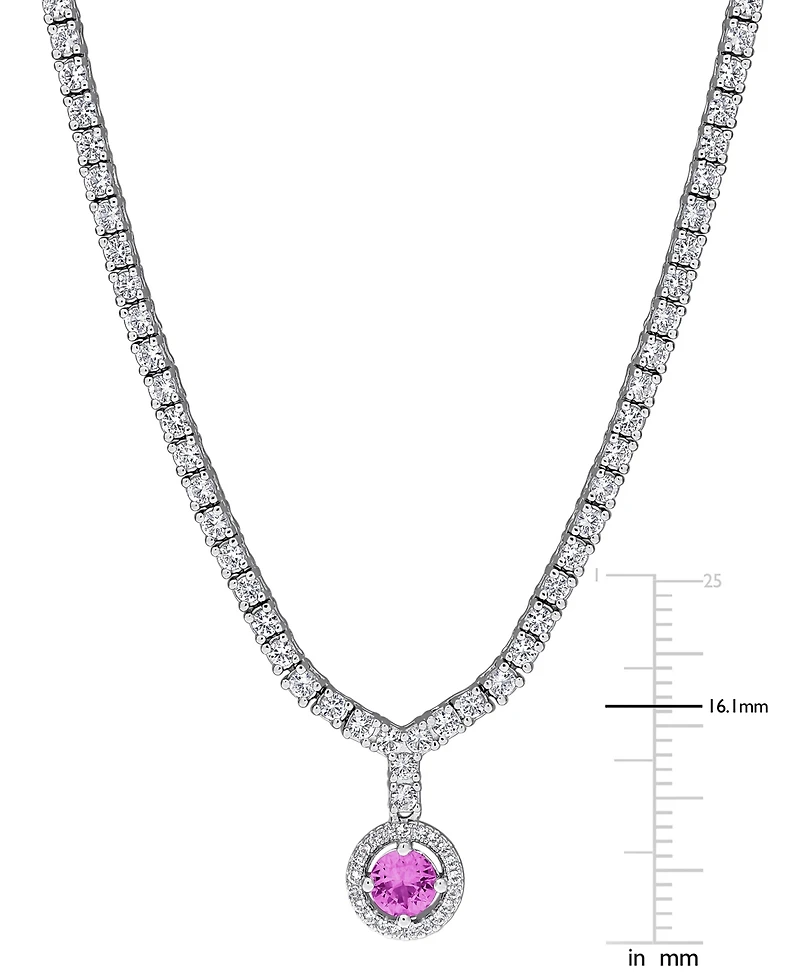 Macy's Sapphire (1/2 ct. t.w.) and White Sapphire (2-7/8 ct. t.w.) Necklace in Sterling Silver