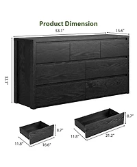 gaomon 7-Drawer Dresser for Bedroom, Wide Handle-Free Wooden Chest of Drawers, Black