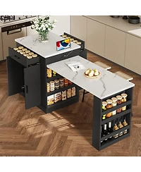 Streamdale Furniture Extendable island console with drawers, cabinet, shelving, dining table, breakfast bar