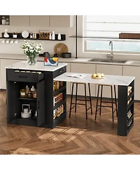 Streamdale Furniture Extendable island console with drawers, cabinet, shelving, dining table, breakfast bar