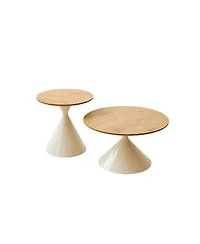 Streamdale Furniture Elegant Double Cone Coffee Table Set with Wood Veneer Tops